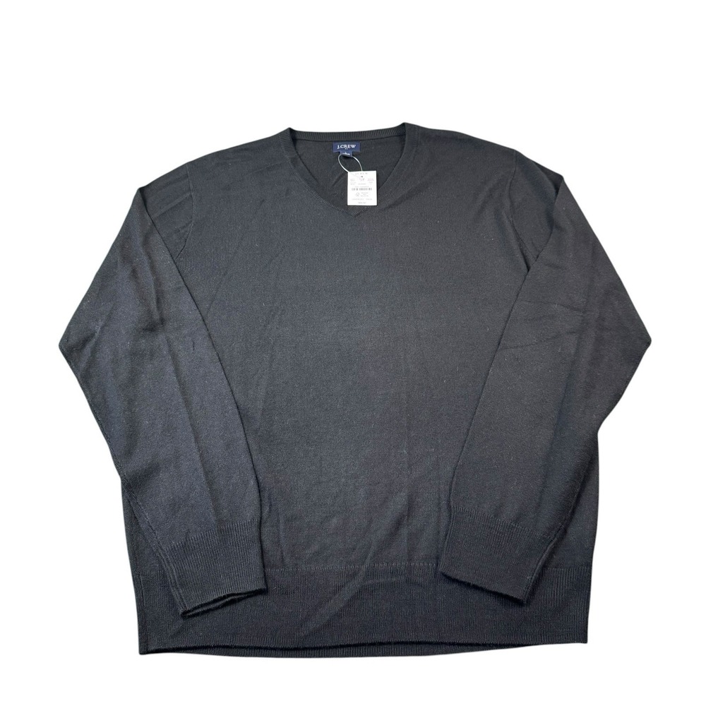 J.Crew Black V Neck Merino Wool Blend Men's L/S Sweater Size Large NWT